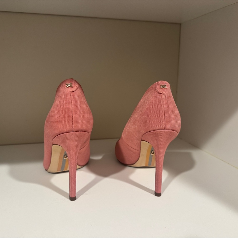 Sam Edelman Hazel Pointed Toe Pump Lux Rose Satin Fabric Size 6